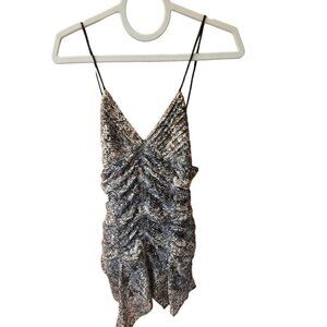 NWT Free People Snake Print Asymmetric Hem Ruched Dress Size 4